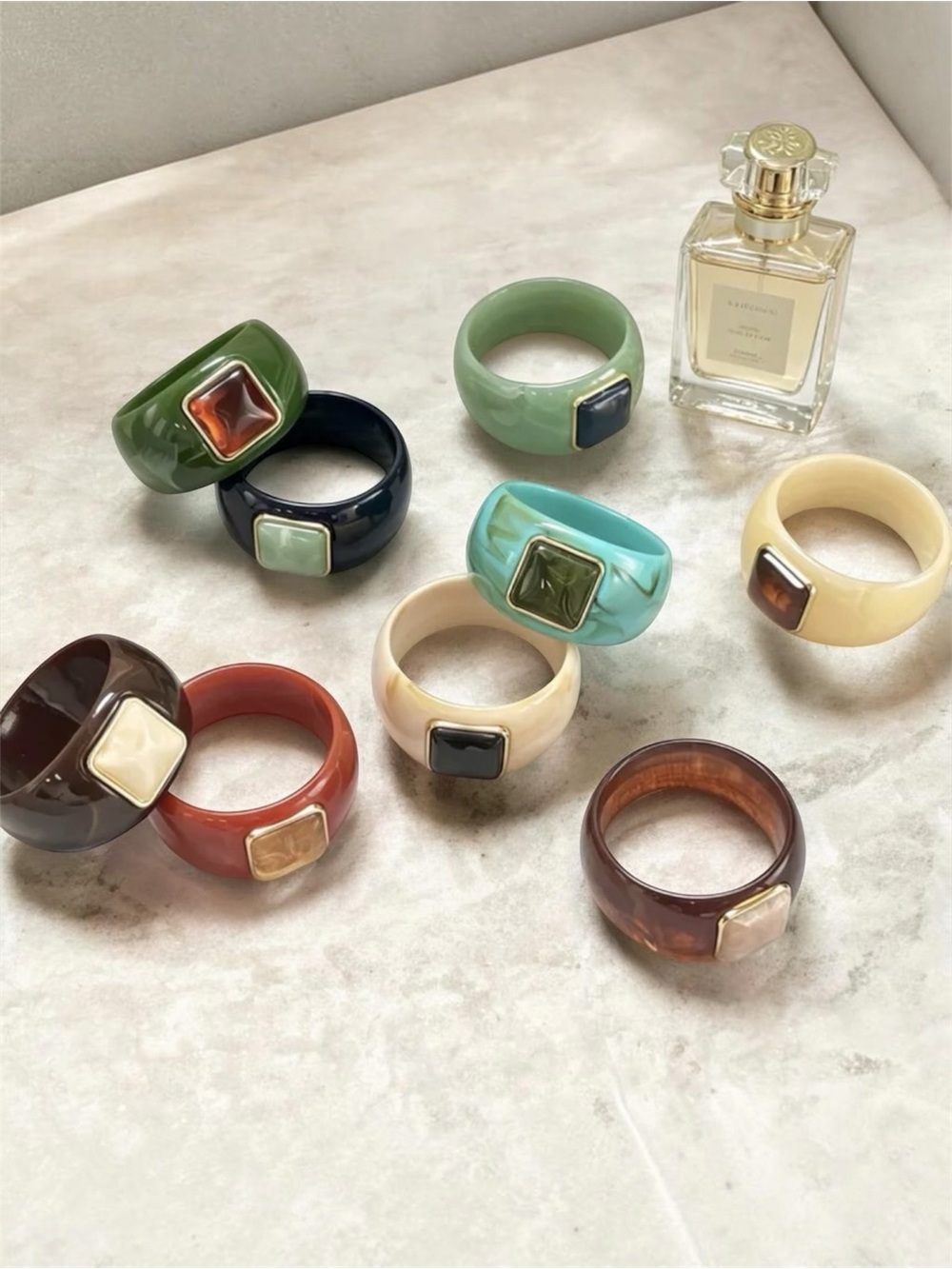 Resin & Stone Statement Bangle Bracelet NWT